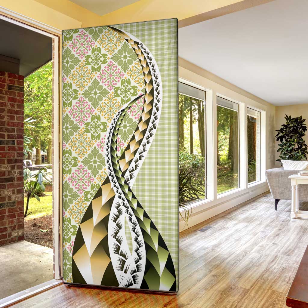 Aloha Vintage Palaka Floral Hawaiian Quilt Door Cover Omaomao Motif LT9 - Polynesian Pride