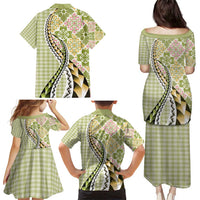 Aloha Vintage Palaka Floral Hawaiian Quilt Family Matching Puletasi and Hawaiian Shirt Omaomao Motif LT9 - Polynesian Pride