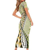 Aloha Vintage Palaka Floral Hawaiian Quilt Family Matching Short Sleeve Bodycon Dress and Hawaiian Shirt Omaomao Motif LT9 - Polynesian Pride