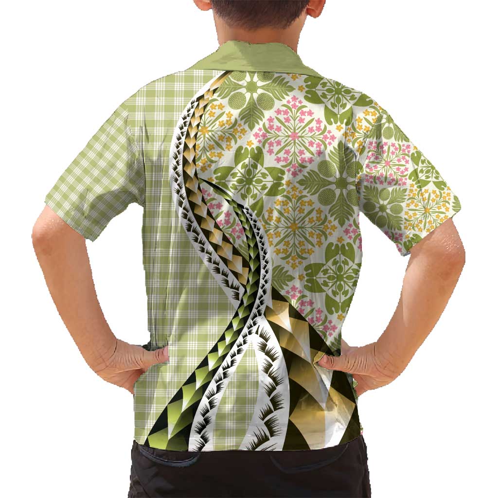 Aloha Vintage Palaka Floral Hawaiian Quilt Family Matching Summer Maxi Dress and Hawaiian Shirt Omaomao Motif LT9 - Polynesian Pride