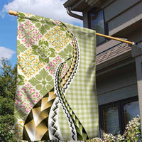 Aloha Vintage Palaka Floral Hawaiian Quilt Garden Flag Omaomao Motif LT9 - Polynesian Pride