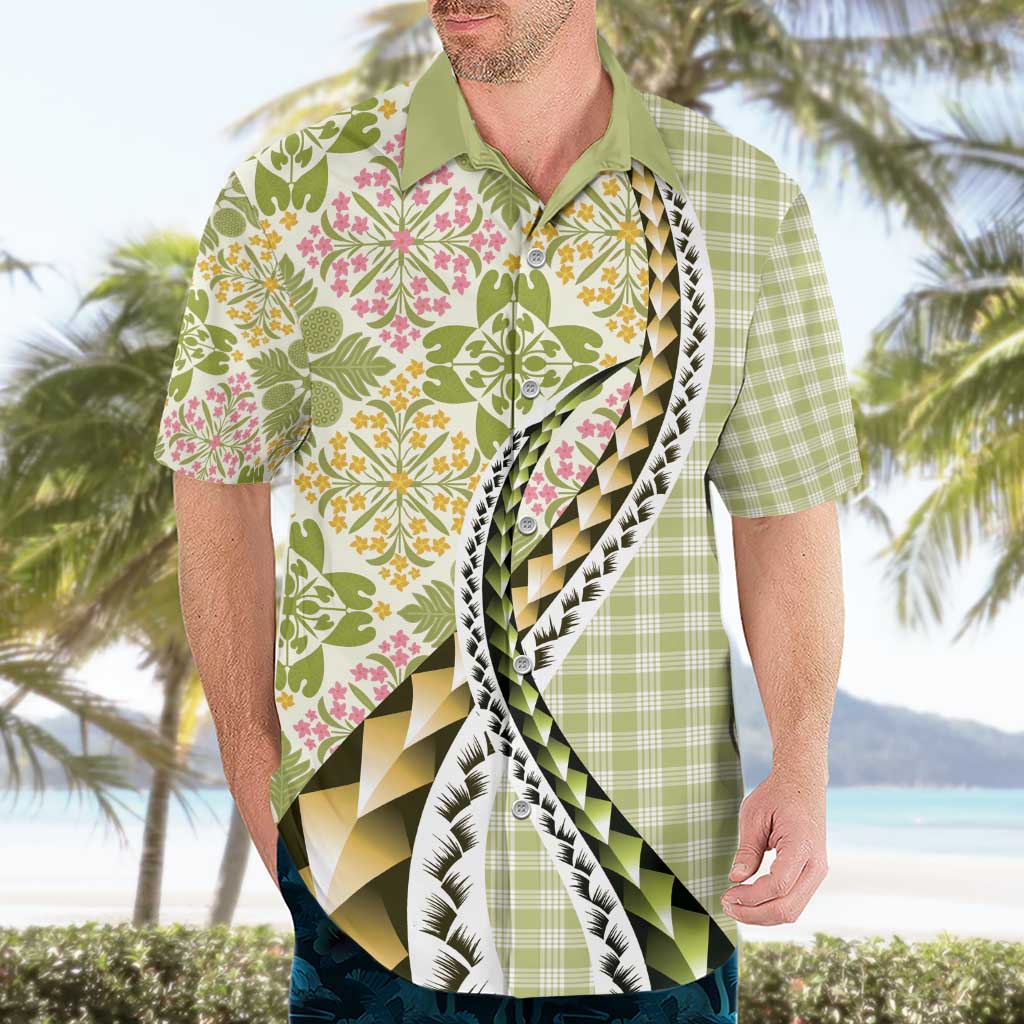 Aloha Vintage Palaka Floral Hawaiian Quilt Hawaiian Shirt Omaomao Motif LT9 - Polynesian Pride