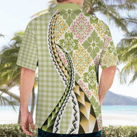 Aloha Vintage Palaka Floral Hawaiian Quilt Hawaiian Shirt Omaomao Motif LT9 - Polynesian Pride
