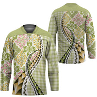 Aloha Vintage Palaka Floral Hawaiian Quilt Hockey Jersey Omaomao Motif LT9 - Polynesian Pride
