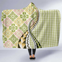 Aloha Vintage Palaka Floral Hawaiian Quilt Hooded Blanket Omaomao Motif LT9 One Size Lime - Polynesian Pride