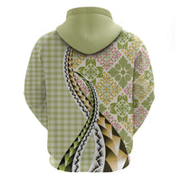 Aloha Vintage Palaka Floral Hawaiian Quilt Hoodie Omaomao Motif LT9 - Polynesian Pride