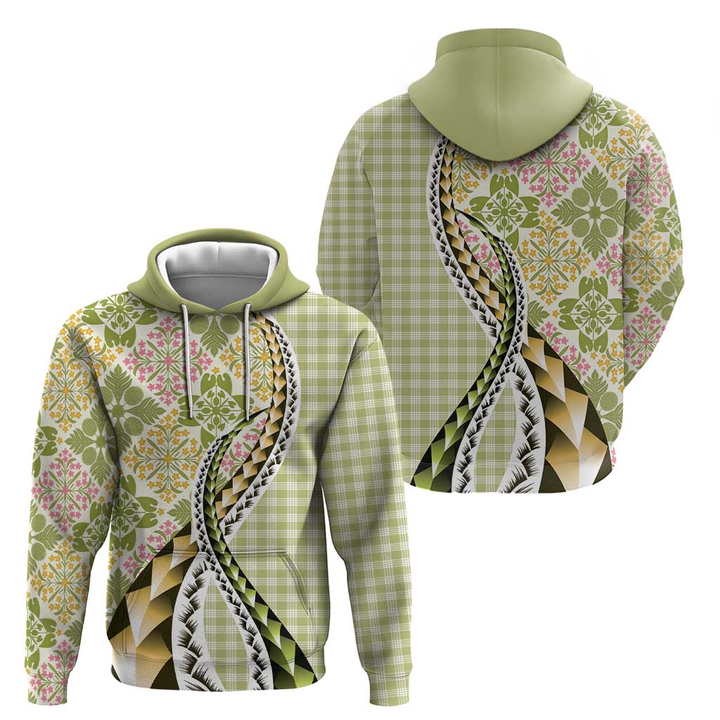 Aloha Vintage Palaka Floral Hawaiian Quilt Hoodie Omaomao Motif LT9 - Polynesian Pride