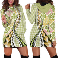Aloha Vintage Palaka Floral Hawaiian Quilt Hoodie Dress Omaomao Motif LT9 - Polynesian Pride