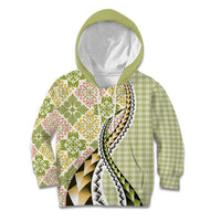 Aloha Vintage Palaka Floral Hawaiian Quilt Kid Hoodie Omaomao Motif LT9 Hoodie Lime - Polynesian Pride