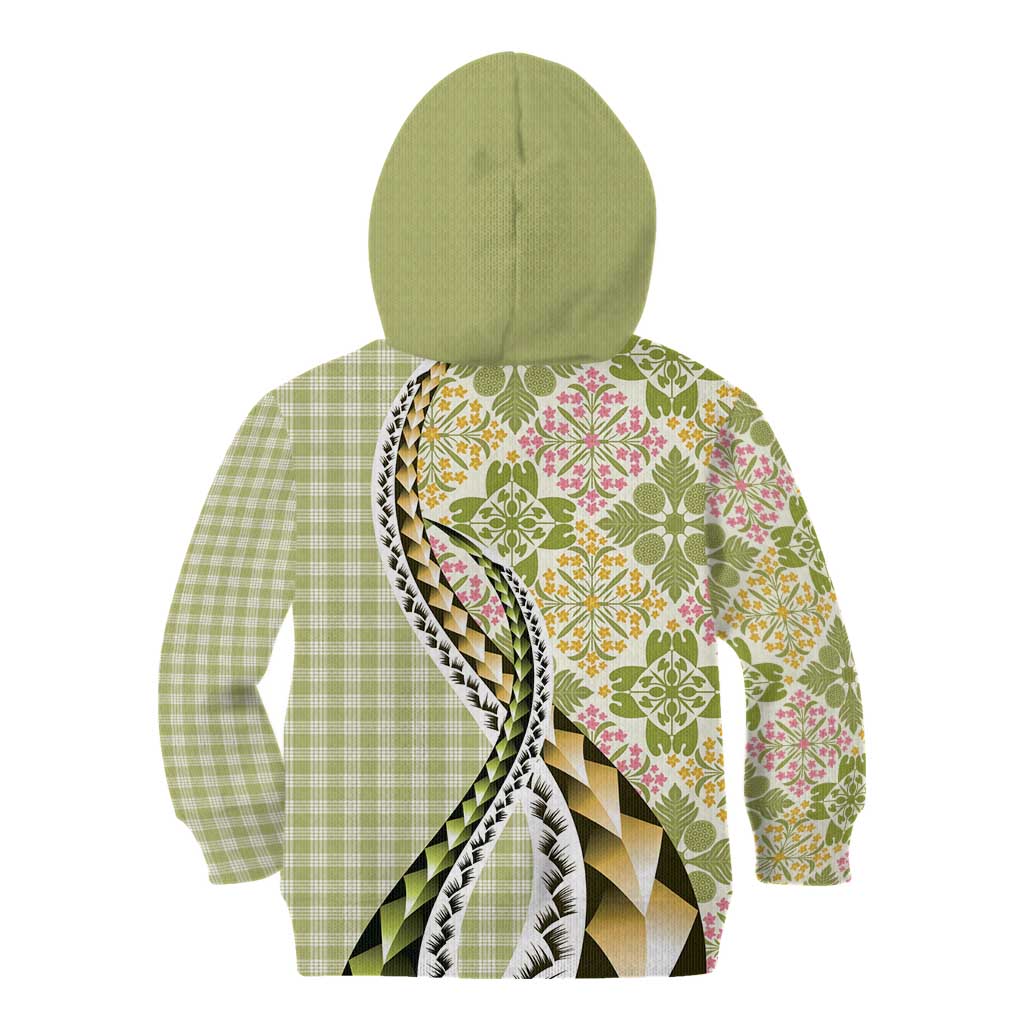 Aloha Vintage Palaka Floral Hawaiian Quilt Kid Hoodie Omaomao Motif LT9 - Polynesian Pride