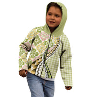 Aloha Vintage Palaka Floral Hawaiian Quilt Kid Hoodie Omaomao Motif LT9 - Polynesian Pride