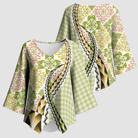 Aloha Vintage Palaka Floral Hawaiian Quilt Kimono Sleeve Blouse Omaomao Motif LT9 - Polynesian Pride
