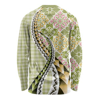Aloha Vintage Palaka Floral Hawaiian Quilt Long Sleeve Shirt Omaomao Motif LT9 - Polynesian Pride