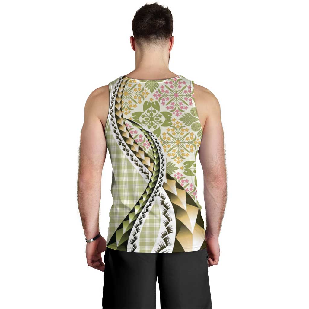 Aloha Vintage Palaka Floral Hawaiian Quilt Men Tank Top Omaomao Motif LT9 - Polynesian Pride