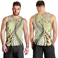 Aloha Vintage Palaka Floral Hawaiian Quilt Men Tank Top Omaomao Motif LT9 - Polynesian Pride
