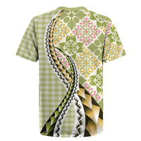 Aloha Vintage Palaka Floral Hawaiian Quilt Rugby Jersey Omaomao Motif LT9 - Polynesian Pride