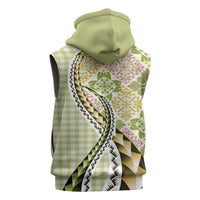 Aloha Vintage Palaka Floral Hawaiian Quilt Sleeveless Hoodie Omaomao Motif LT9 - Polynesian Pride