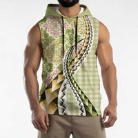 Aloha Vintage Palaka Floral Hawaiian Quilt Sleeveless Hoodie Omaomao Motif LT9 - Polynesian Pride