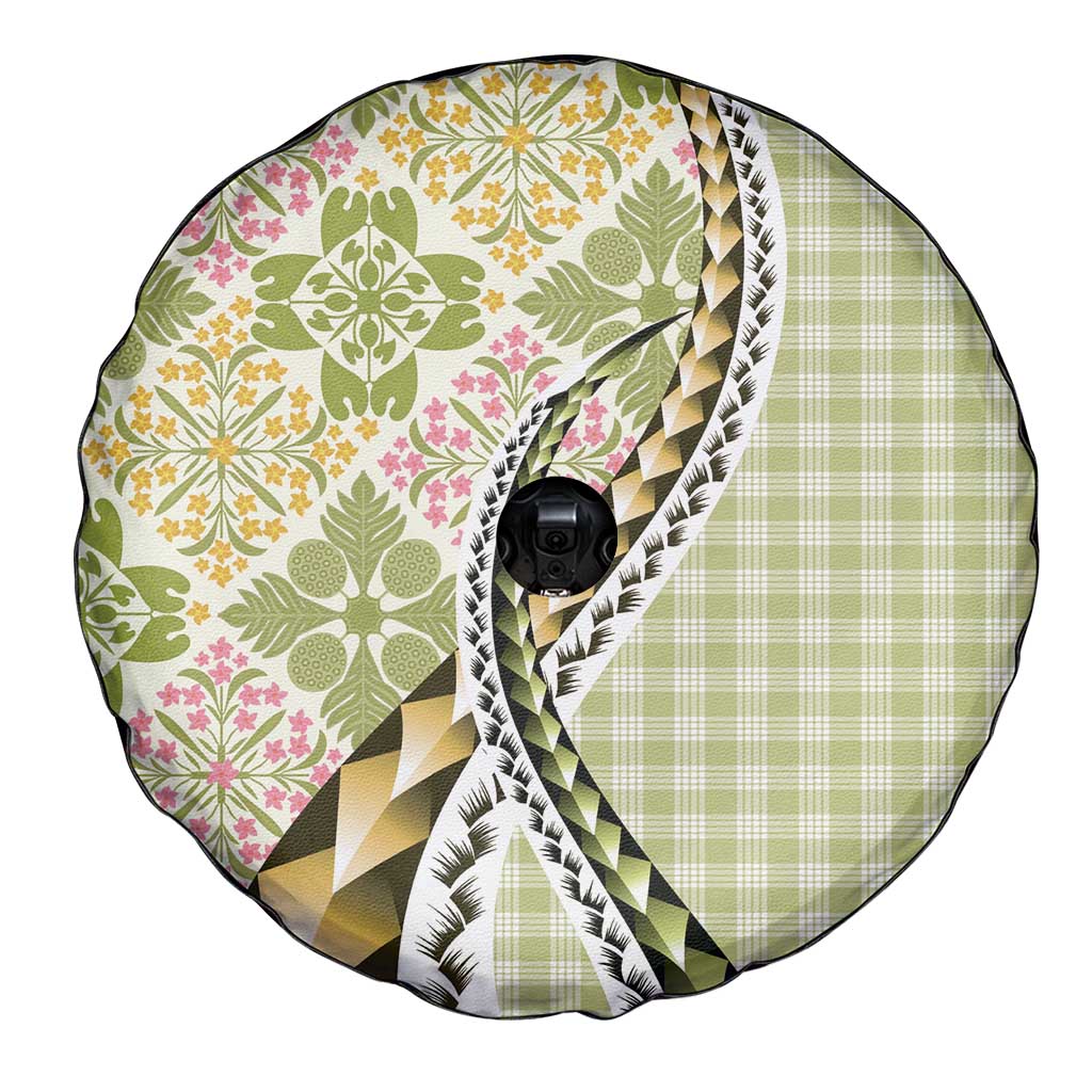 Aloha Vintage Palaka Floral Hawaiian Quilt Spare Tire Cover Omaomao Motif LT9 - Polynesian Pride
