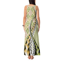 Aloha Vintage Palaka Floral Hawaiian Quilt Tank Maxi Dress Omaomao Motif LT9 - Polynesian Pride
