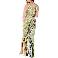 Aloha Vintage Palaka Floral Hawaiian Quilt Tank Maxi Dress Omaomao Motif LT9 - Polynesian Pride