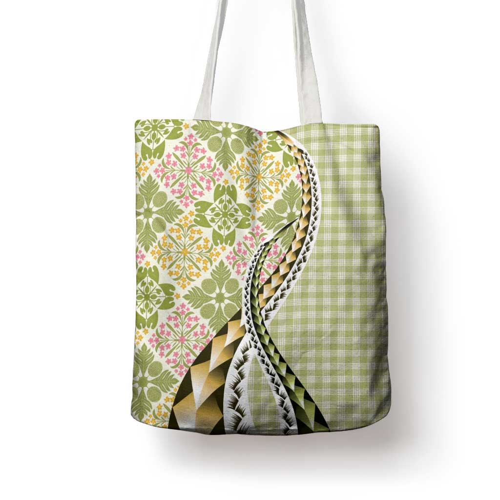 Aloha Vintage Palaka Floral Hawaiian Quilt Tote Bag Omaomao Motif LT9 - Polynesian Pride