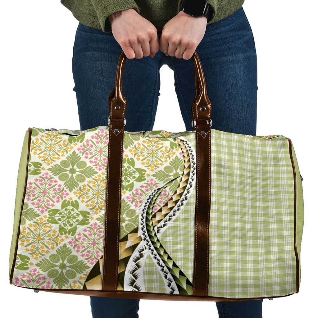 Aloha Vintage Palaka Floral Hawaiian Quilt Travel Bag Omaomao Motif LT9 Lime - Polynesian Pride