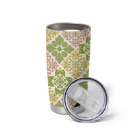 Aloha Vintage Palaka Floral Hawaiian Quilt Tumbler Cup Omaomao Motif LT9 - Polynesian Pride