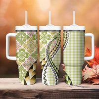 Aloha Vintage Palaka Floral Hawaiian Quilt Tumbler With Handle Omaomao Motif LT9 - Polynesian Pride