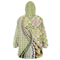 Aloha Vintage Palaka Floral Hawaiian Quilt Wearable Blanket Hoodie Omaomao Motif LT9 - Polynesian Pride