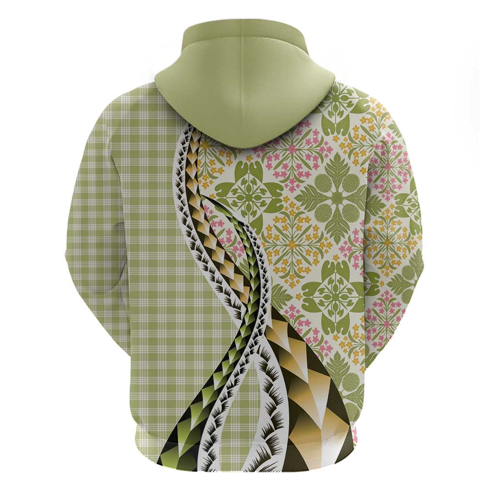 Aloha Vintage Palaka Floral Hawaiian Quilt Zip Hoodie Omaomao Motif LT9 - Polynesian Pride