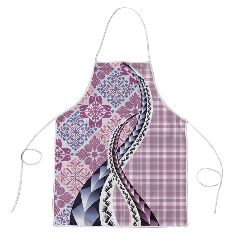 Aloha Vintage Palaka Floral Hawaiian Quilt Apron Akala Motif - Polynesian Pride