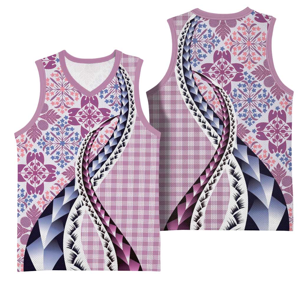 Aloha Vintage Palaka Floral Hawaiian Quilt Basketball Jersey Akala Motif LT9 - Polynesian Pride