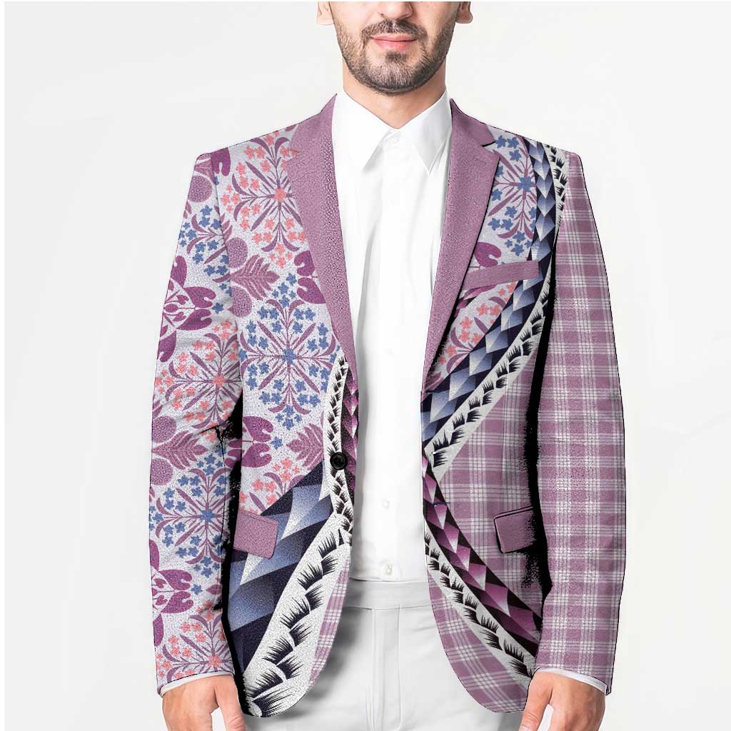 Aloha Vintage Palaka Floral Hawaiian Quilt Blazer Akala Motif - Polynesian Pride