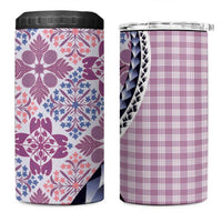 Aloha Vintage Palaka Floral Hawaiian Quilt 4 in 1 Can Cooler Tumbler Akala Motif LT9 One Size: 16 oz Pink - Polynesian Pride