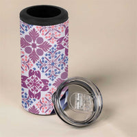 Aloha Vintage Palaka Floral Hawaiian Quilt 4 in 1 Can Cooler Tumbler Akala Motif LT9 - Polynesian Pride
