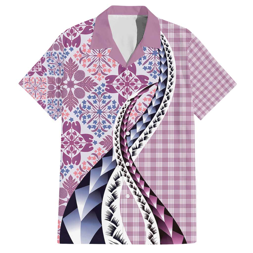 Aloha Vintage Palaka Floral Hawaiian Quilt Hawaiian Shirt Akala Motif LT9 Pink - Polynesian Pride