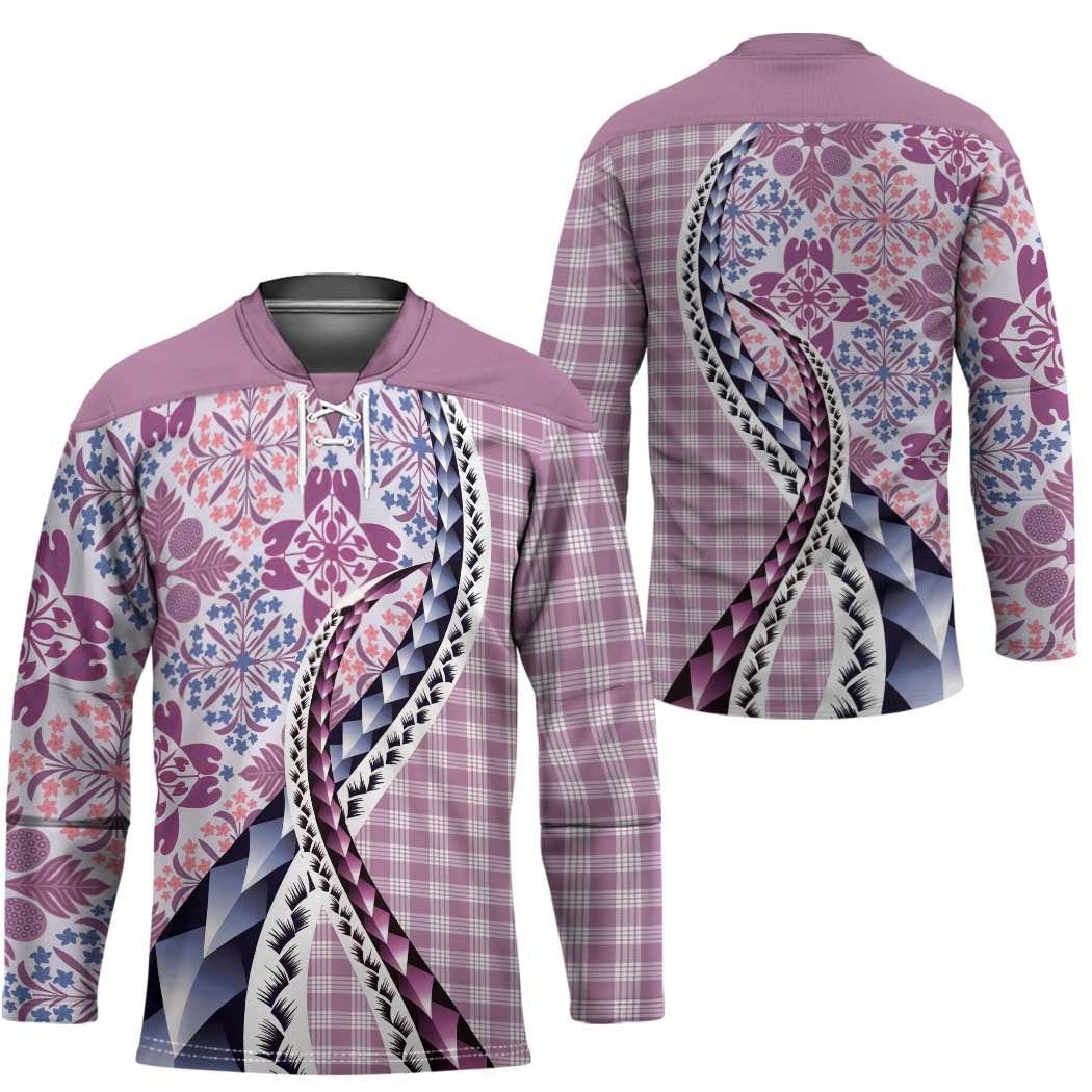 Aloha Vintage Palaka Floral Hawaiian Quilt Hockey Jersey Akala Motif LT9 - Polynesian Pride