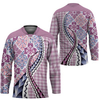 Aloha Vintage Palaka Floral Hawaiian Quilt Hockey Jersey Akala Motif LT9 - Polynesian Pride