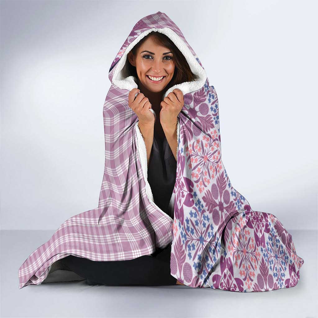 Aloha Vintage Palaka Floral Hawaiian Quilt Hooded Blanket Akala Motif - Polynesian Pride