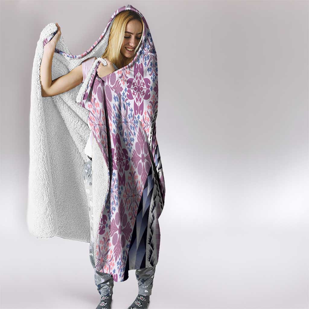 Aloha Vintage Palaka Floral Hawaiian Quilt Hooded Blanket Akala Motif - Polynesian Pride