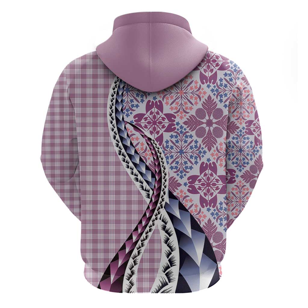 Aloha Vintage Palaka Floral Hawaiian Quilt Hoodie Akala Motif LT9 - Polynesian Pride