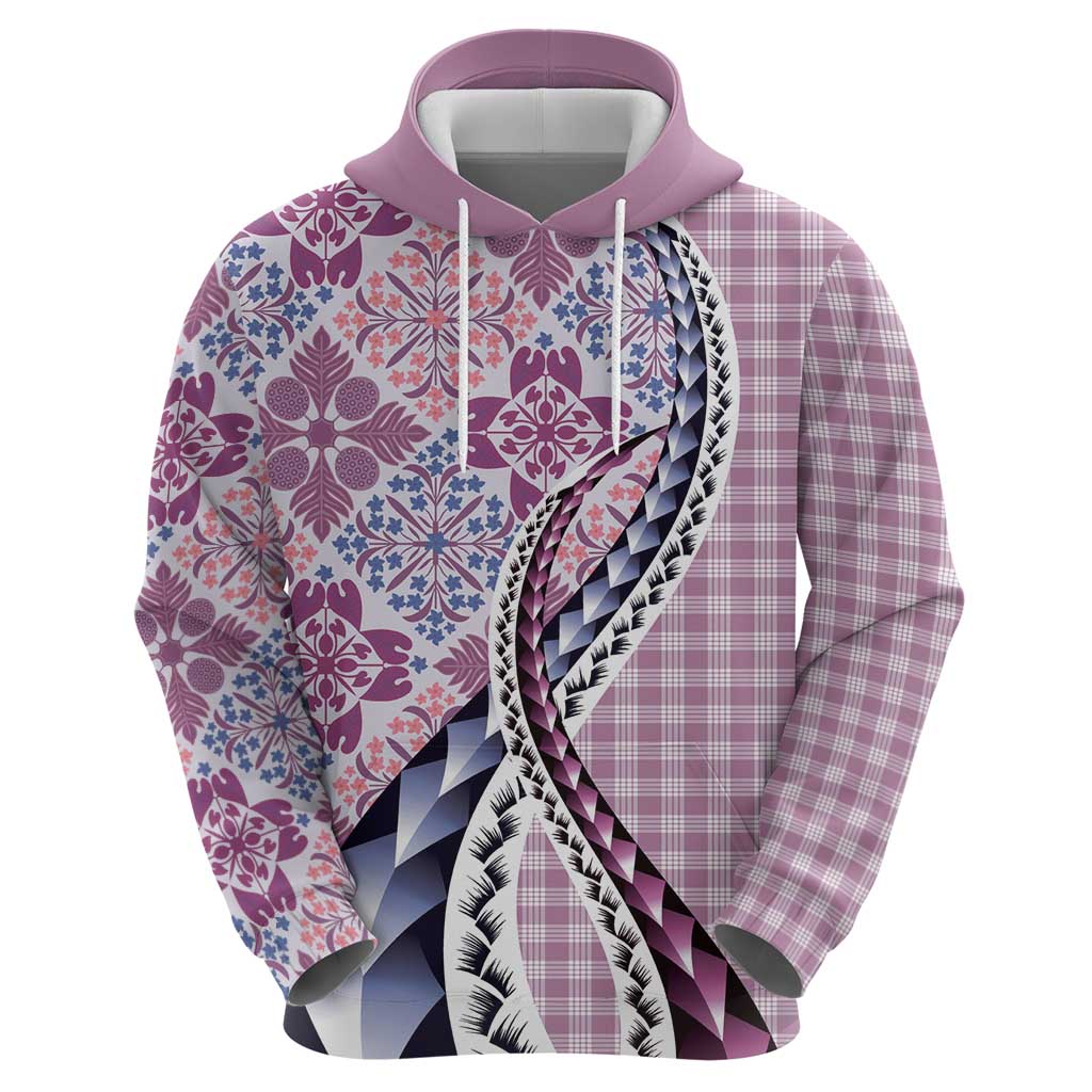 Aloha Vintage Palaka Floral Hawaiian Quilt Hoodie Akala Motif LT9 - Polynesian Pride