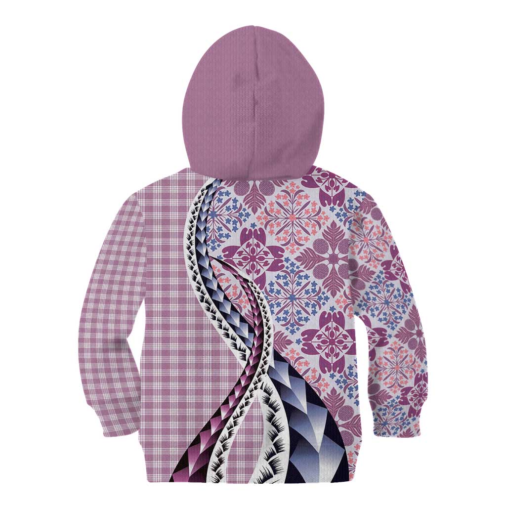 Aloha Vintage Palaka Floral Hawaiian Quilt Kid Hoodie Akala Motif LT9 - Polynesian Pride