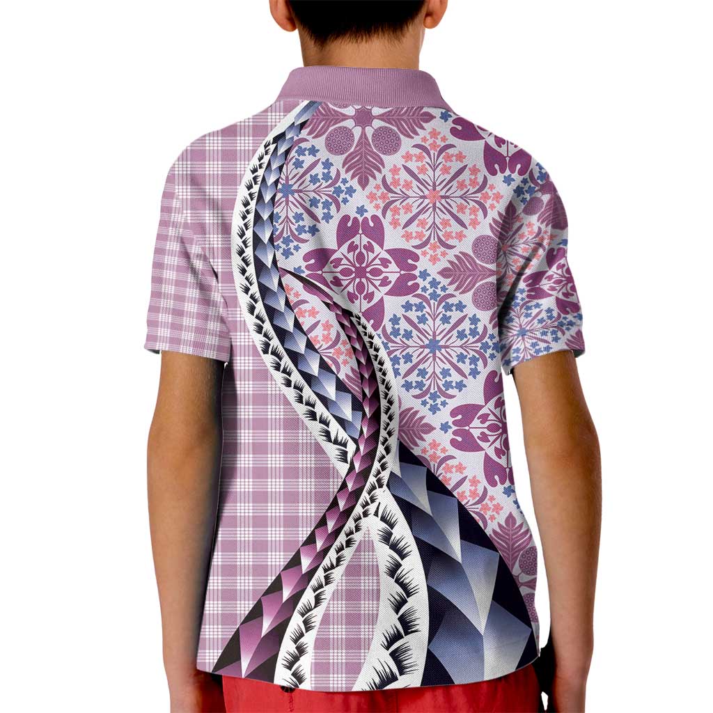 Aloha Vintage Palaka Floral Hawaiian Quilt Kid Polo Shirt Akala Motif LT9 - Polynesian Pride
