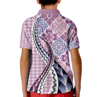 Aloha Vintage Palaka Floral Hawaiian Quilt Kid Polo Shirt Akala Motif LT9 - Polynesian Pride