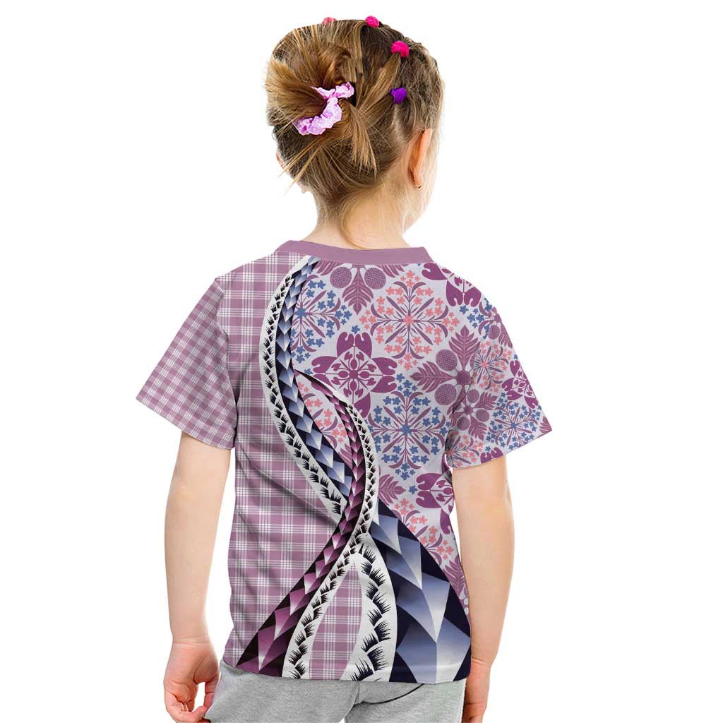Aloha Vintage Palaka Floral Hawaiian Quilt Kid T Shirt Akala Motif LT9 - Polynesian Pride
