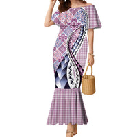 Aloha Vintage Palaka Floral Hawaiian Quilt Mermaid Dress Akala Motif LT9 Women Pink - Polynesian Pride