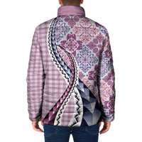 Aloha Vintage Palaka Floral Hawaiian Quilt Padded Jacket Akala Motif - Polynesian Pride