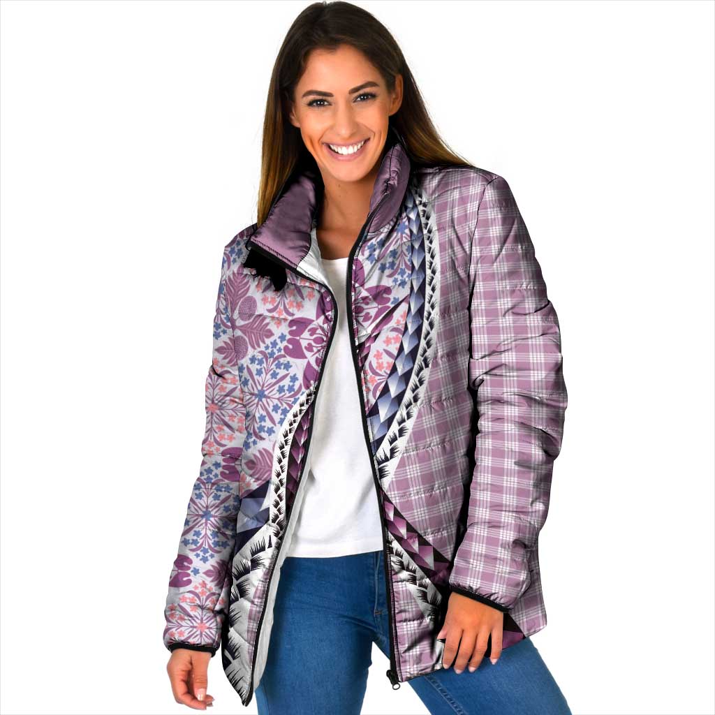 Aloha Vintage Palaka Floral Hawaiian Quilt Padded Jacket Akala Motif - Polynesian Pride